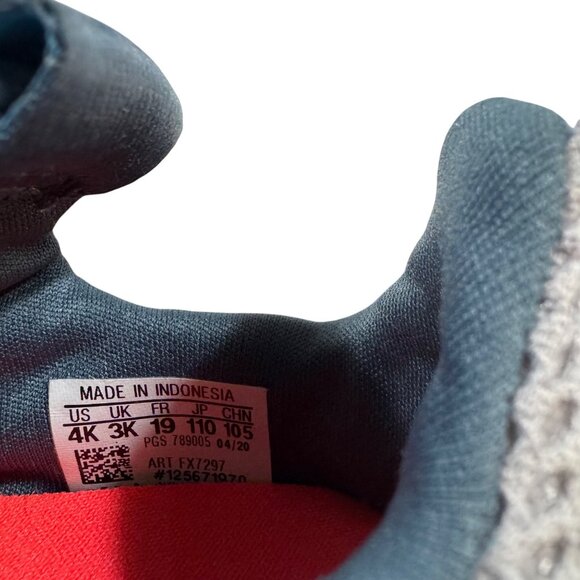 Adidas Kids Sneakers Size 4K Gray Mesh With Red‎ Laces - Picture 6 of 7